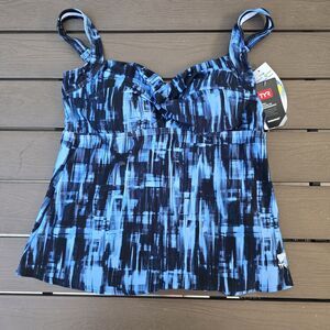 TYR Durafast Elite Women Blue/grey Tremiti Twisted Bra Swim Tankini SZ 6 New